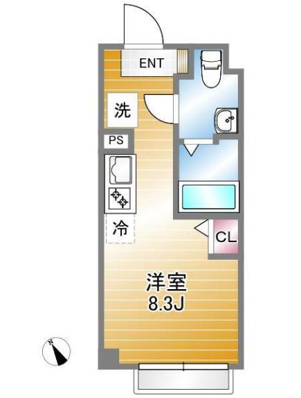 ウィンレックス上石神井(ワンルーム/2階)の間取り写真
