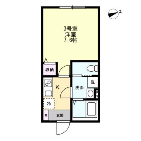 六浦5丁目IIアパート(1K/3階)の間取り写真