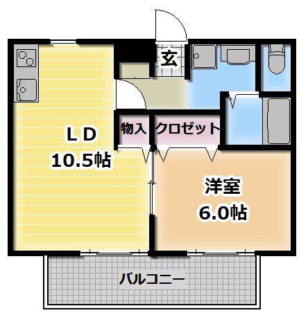 ルミエール(1LDK/2階)の間取り写真