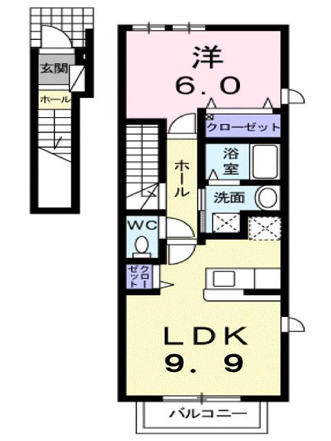メゾン・アミスタ(1LDK/2階)の間取り写真