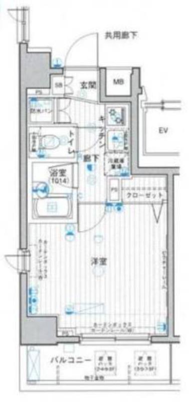 パークウエル浜松町(1K/7階)の間取り写真