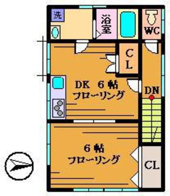 田澤アパート(1DK/2階)の間取り写真