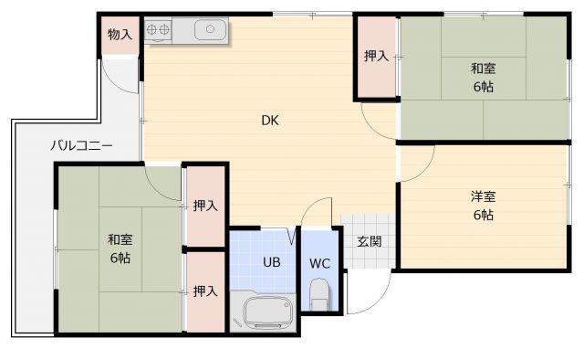 サニースクエア牟岐(3LDK/3階)の間取り写真