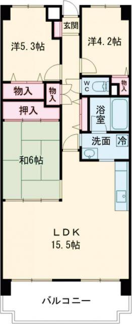 グランドパレス君影(3LDK/1階)の間取り写真