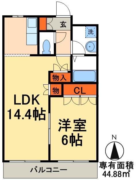 サンヴィラージュ(1LDK/3階)の間取り写真