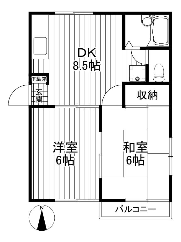 アンダンテ(2DK/2階)の間取り写真