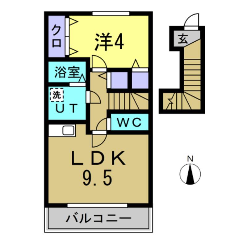 イースト加木屋(1LDK/2階)の間取り写真