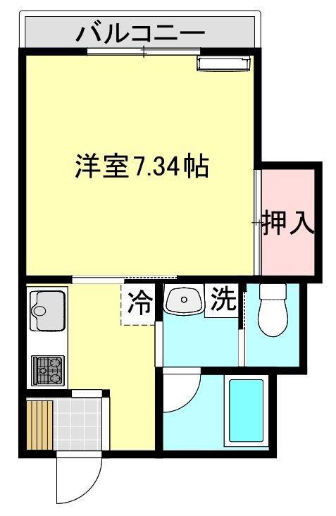 ラーバンハイツ高田(1K/2階)の間取り写真