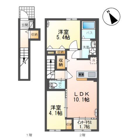 プレシア(2LDK/2階)の間取り写真