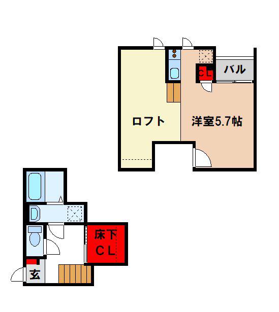 CB鳥栖ラポール(1K/2階)の間取り写真
