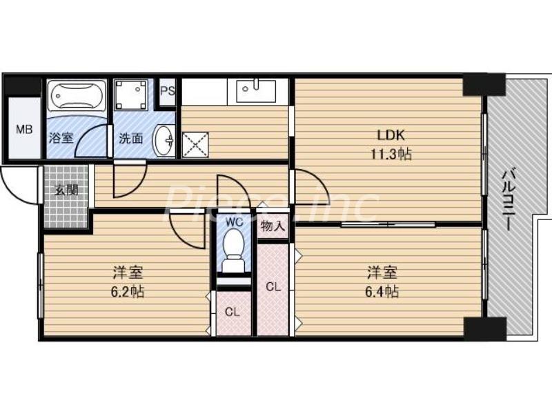 フラット野田2(2LDK/2階)の間取り写真