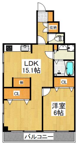 メゾン・ノ-ブル(1LDK/3階)の間取り写真
