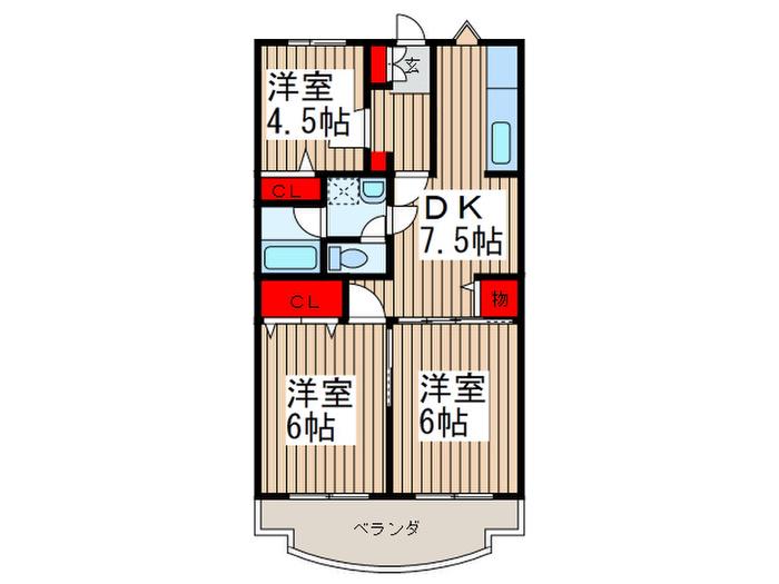 クレインフォレスト(3DK/1階)の間取り写真