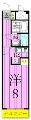 フローリアT(1K/2階)の間取り写真
