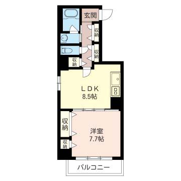 ブラウンエイト喜風(1LDK/4階)の間取り写真