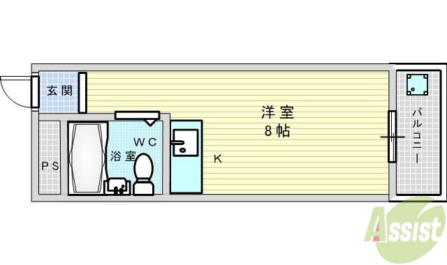 ビスタ緑地Ⅰ(ワンルーム/2階)の間取り写真