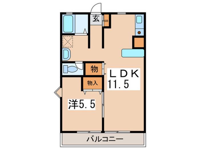 グランディール希望ヶ丘A(1LDK/1階)の間取り写真