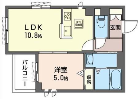クラルス仲宿(1LDK/1階)の間取り写真