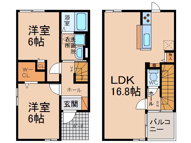 ソレイユI・II(2LDK/1階)の間取り写真
