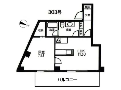 エスプリコート弦巻(1LDK/3階)の間取り写真