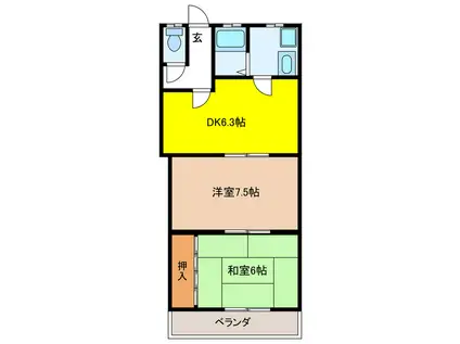 宮脇マンションII(2DK/3階)の間取り写真