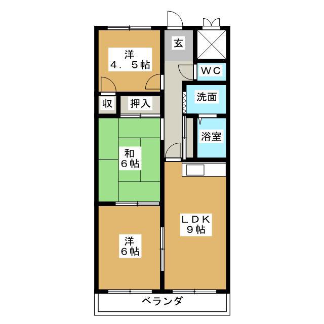 ウエストソシア(3LDK/4階)の間取り写真