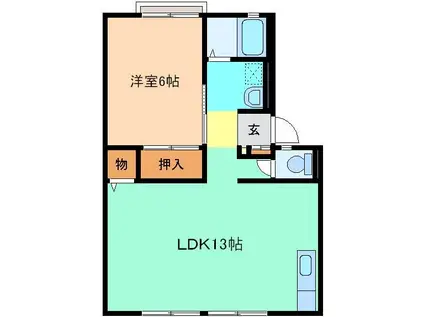 ラ・パサージュ A(1LDK/1階)の間取り写真