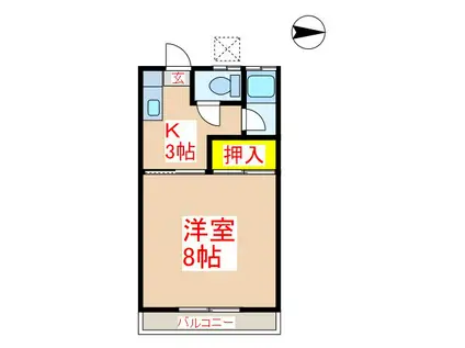 ブルーハイツ(1K/2階)の間取り写真