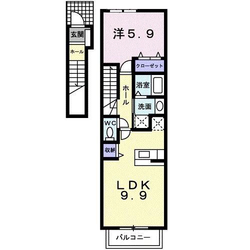 アクアディジオ(1LDK/2階)の間取り写真