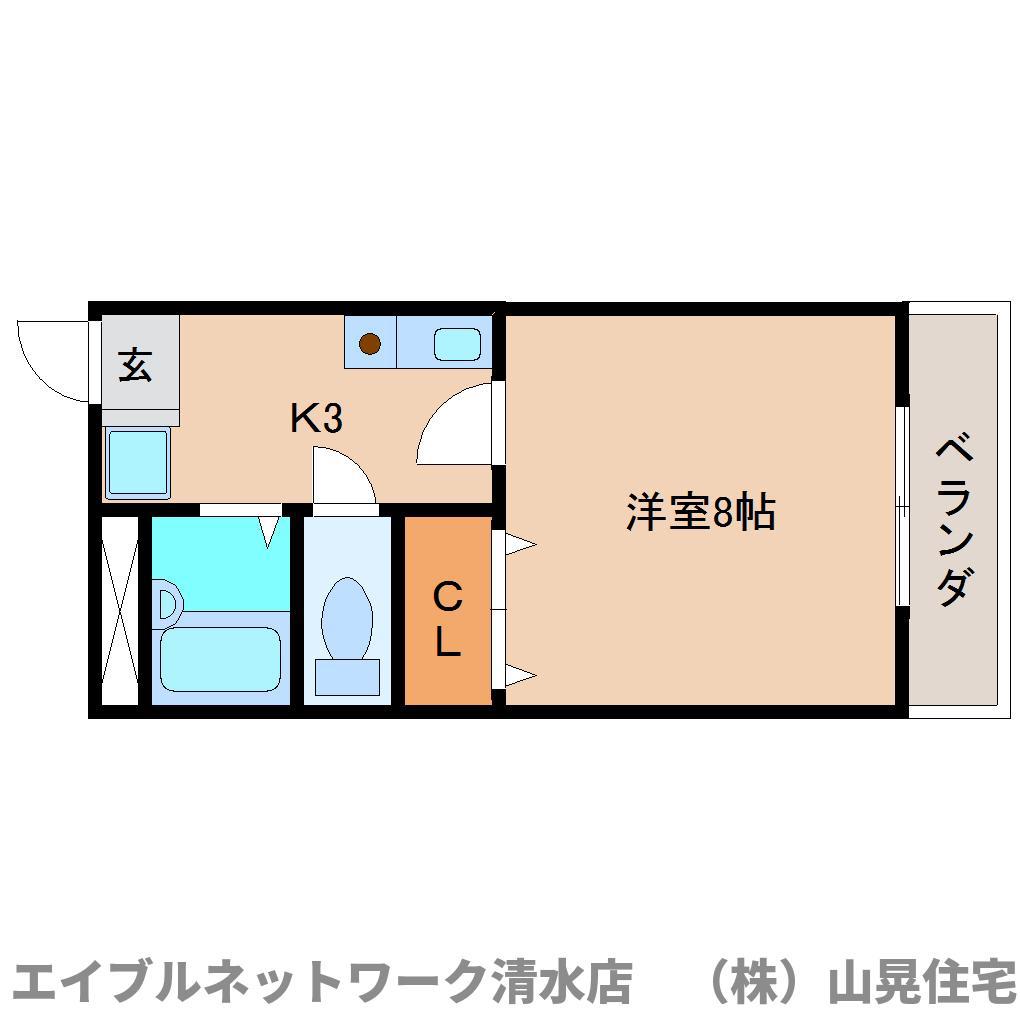 ポルトハイツ(1K/2階)の間取り写真