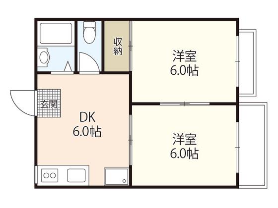 コーポ山根(2DK/2階)の間取り写真