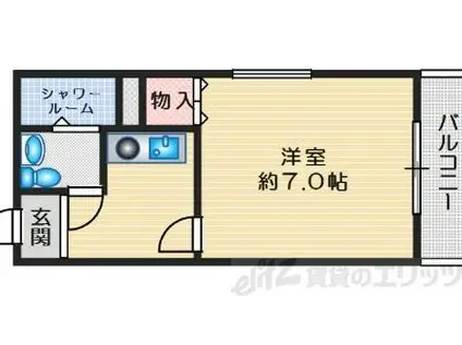 ハイツオーキタ津之江(1K/2階)の間取り写真