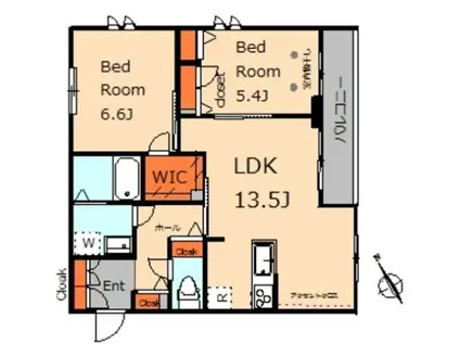 メゾン千華(2LDK/3階)の間取り写真
