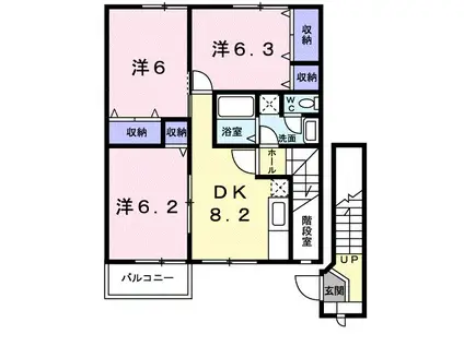 ファミール・ビラB(3DK/2階)の間取り写真