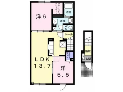 セプテットIV(2LDK/2階)の間取り写真