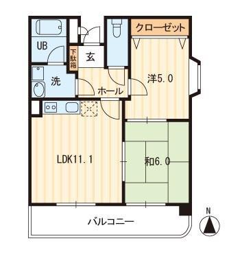 ホープTOMO(2LDK/5階)の間取り写真
