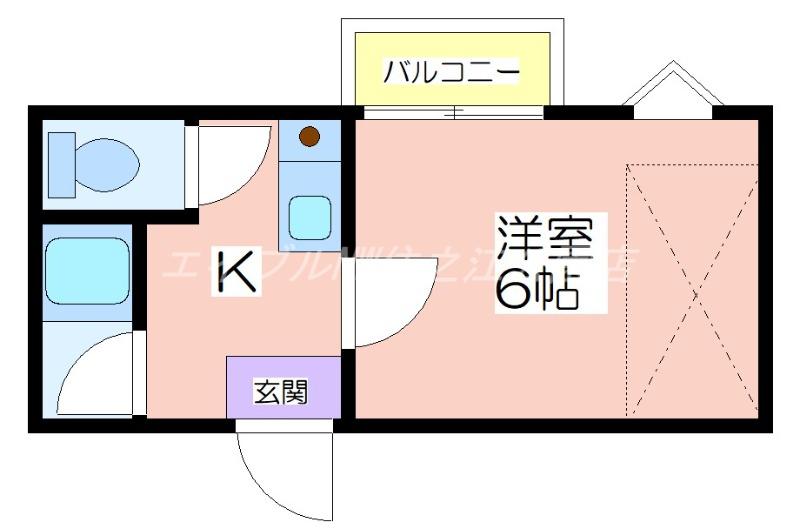 リヴァー住之江B棟(1K/4階)の間取り写真