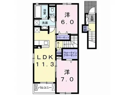 POPORA I(2LDK/2階)の間取り写真