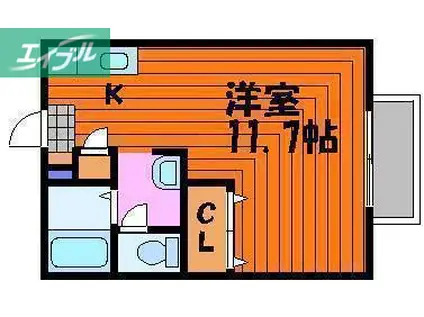 ローズガーデン庭瀬(ワンルーム/1階)の間取り写真