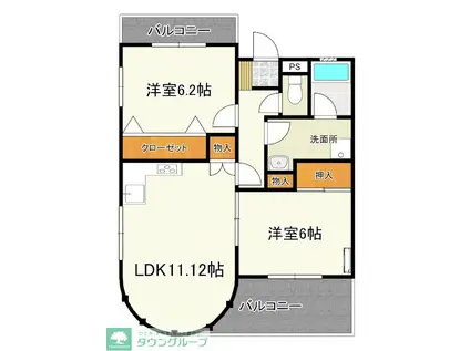 メゾン幸和第2ビル(2LDK/3階)の間取り写真