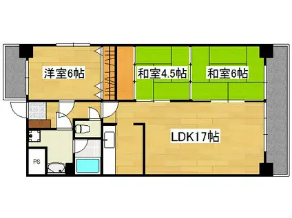 トーカンマンション国分(3LDK/12階)の間取り写真