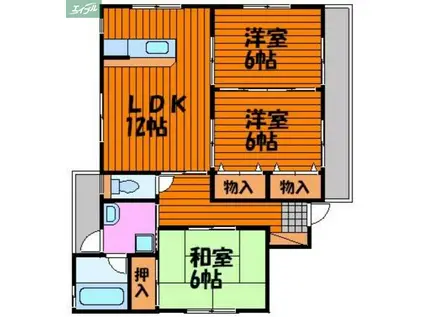 フラワーハイツV(3LDK/2階)の間取り写真