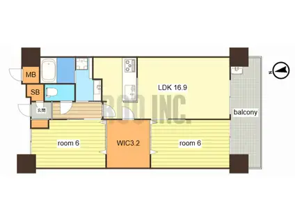 アルファステイツ船場III(2LDK/3階)の間取り写真
