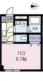 グランバリエ・II(1K/1階)の間取り写真