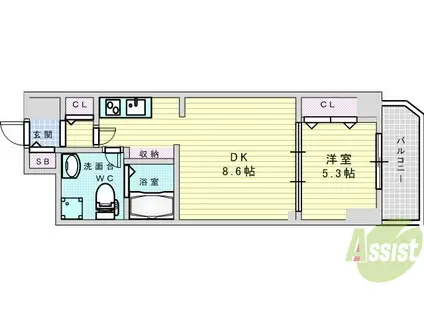 セレニテ新大阪弐番館(1DK/15階)の間取り写真