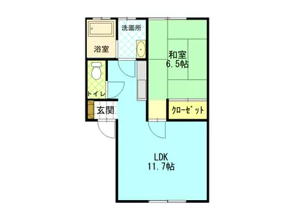シティアリーナII(1LDK/2階)の間取り写真