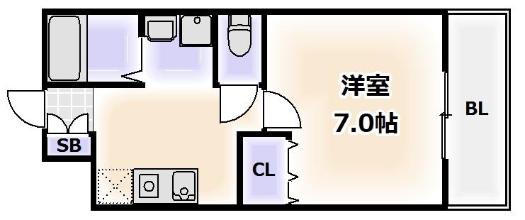 WILLDO難波WI(1K/11階)の間取り写真