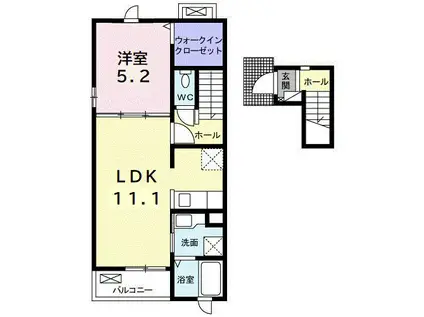 マルイレジデンス湘南C(1LDK/2階)の間取り写真