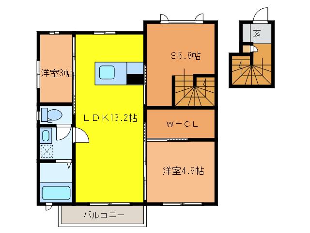 イグドラシル(2SLDK/2階)の間取り写真
