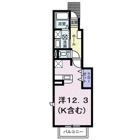 Jカントリーハイツ(ワンルーム/1階)の間取り写真